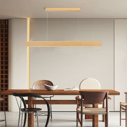 Brilagi - SLIMLINE Dimmable LED cable pendant light LED/40W/230V 3000-6000K oak finish + remote control