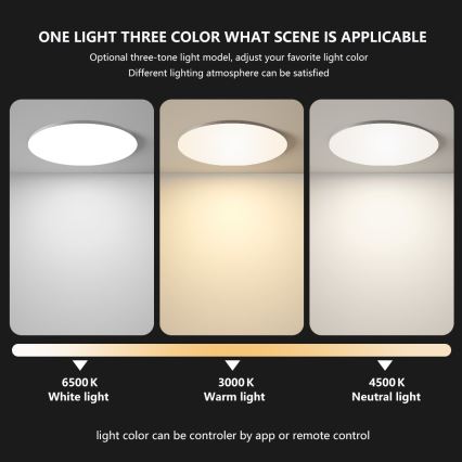 Brilagi - Dimmable SMART LED Ceiling Light / 24W / 230V / Ø 38 cm / 3000–6000K / Wi‑Fi Tuya Beacon + Remote Control