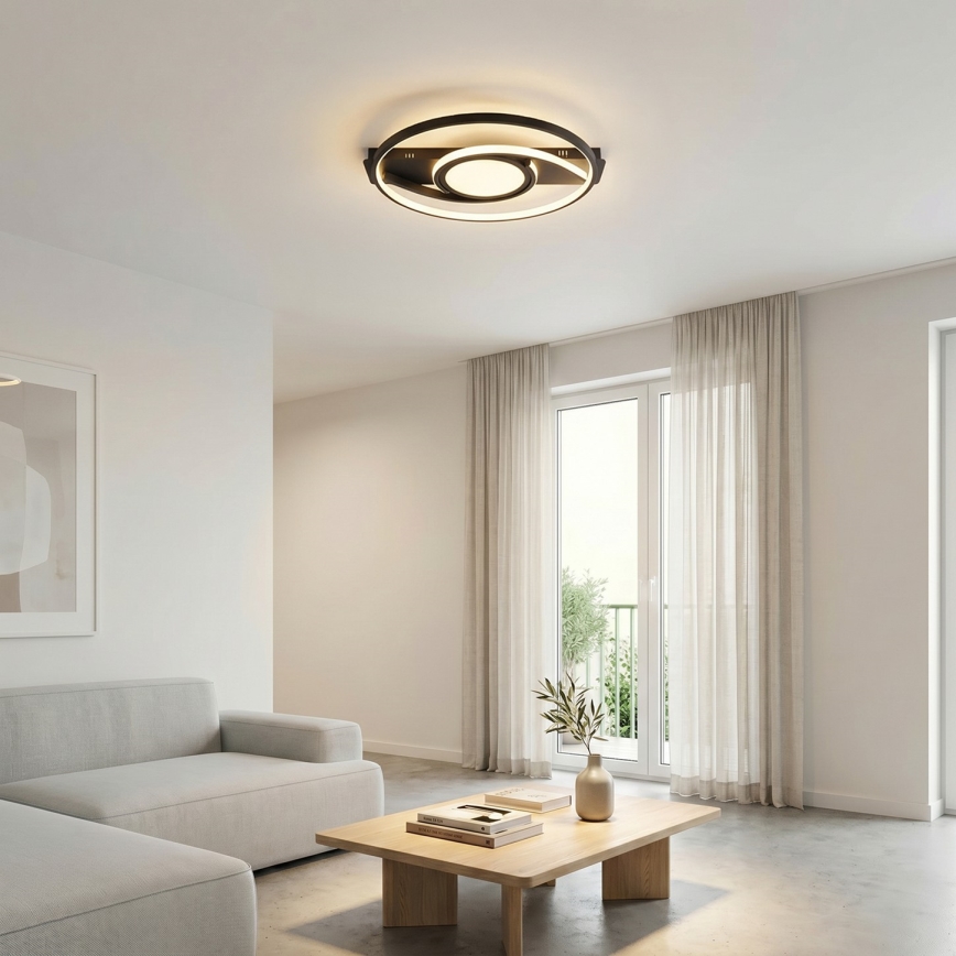 Brilagi - TWIRL LED Dimmable Ceiling Light LED/38W/230V 3000-6000K black + remote control