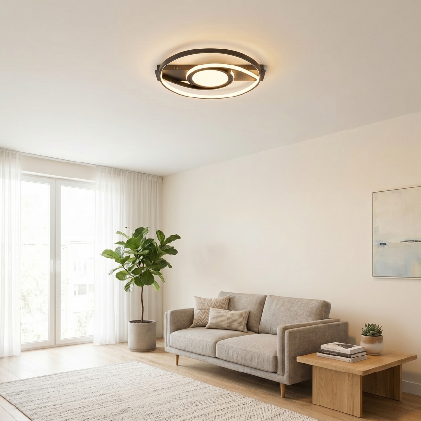 Brilagi - TWIRL LED Dimmable Ceiling Light LED/38W/230V 3000-6000K black + remote control