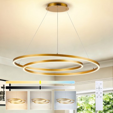 BRILAGI - Dimmable TWISTER LED Cable Pendant LED/105W/230V 3000–6000K Ø100 cm Gold + Remote Control