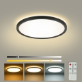 Brilagi - Dimmable ULTRA SLIM LED Ceiling Light/18W/230V 2700-6500K Ø 30 cm Black + Remote Control