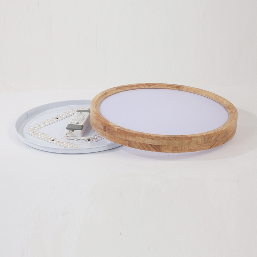 Brilagi - WOODROUND Dimmable LED Ceiling Light 30W/230V 3000-6000K Ø40 cm Wood CRI 90 + Remote Control