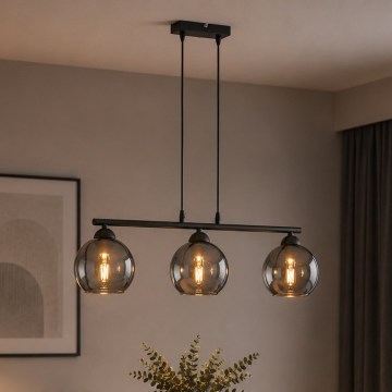 BRILAGI - DIOR Cable-Suspended Pendant Light 3xE27/60W/230V Black/Smoked Gray