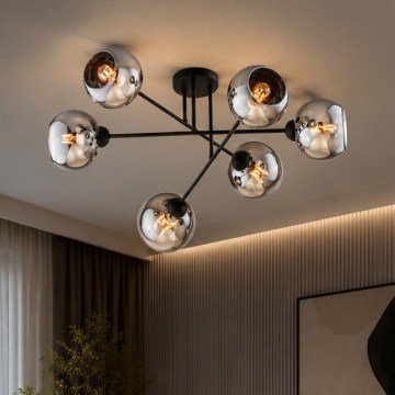 BRILAGI - DIOR Flush-Mount Chandelier 6xE27/60W/230V Black/Smoked Grey