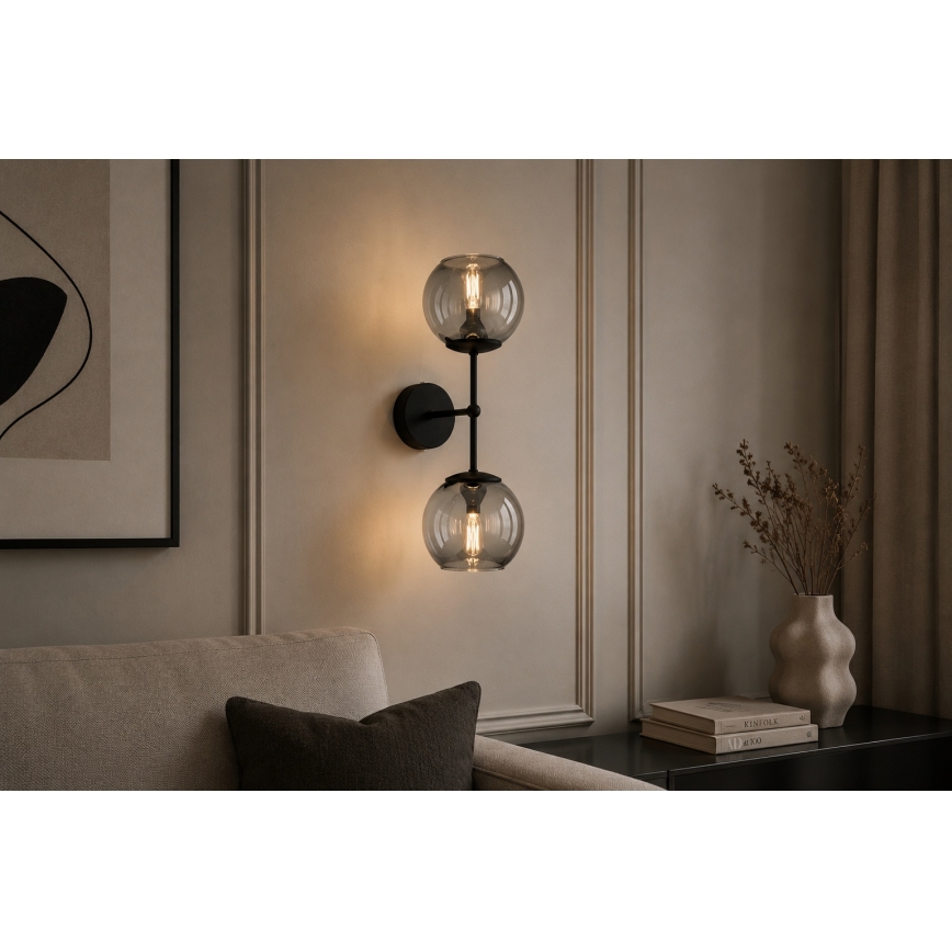 BRILAGI - DIOR Wall Lamp 2xE27/60W/230V Black/Smoked Grey