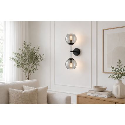 BRILAGI - DIOR Wall Lamp 2xE27/60W/230V Black/Smoked Grey