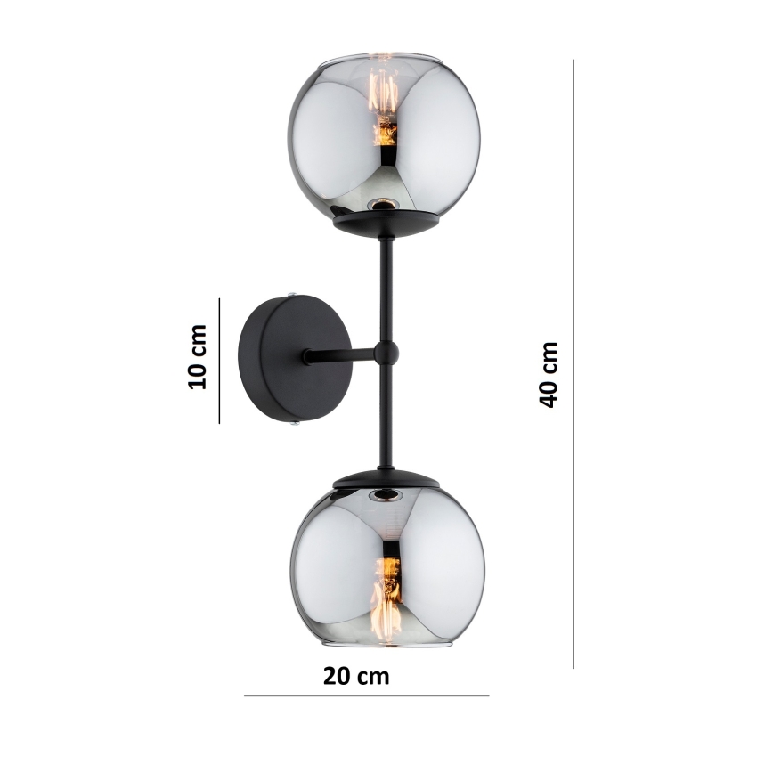BRILAGI - DIOR Wall Lamp 2xE27/60W/230V Black/Smoked Grey