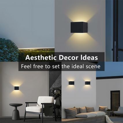 Brilagi - DONNANI LED Outdoor Wall Light, 5W, 230V, 10 cm, Black, IP44