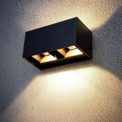 Brilagi - DOUBLE CUBE LED Outdoor Wall Light, 12W/230V, Black, IP65
