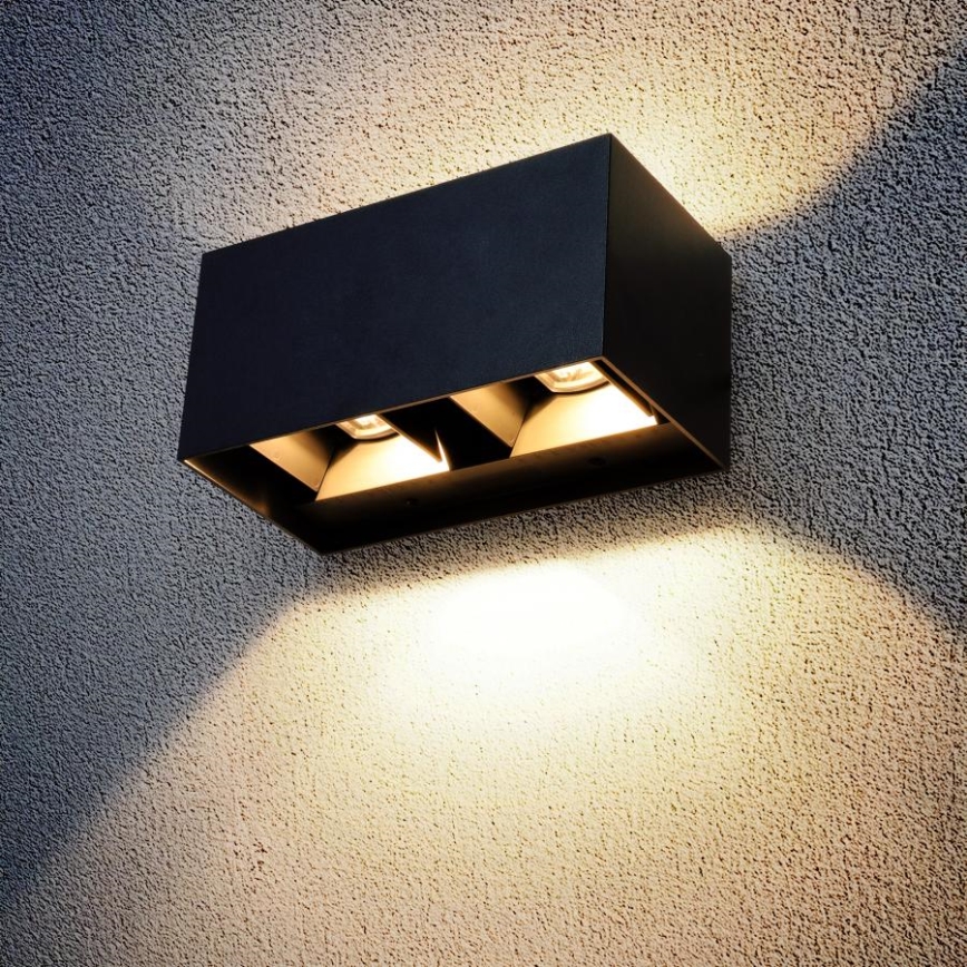 Brilagi - DOUBLE CUBE LED Outdoor Wall Light, 12W/230V, Black, IP65