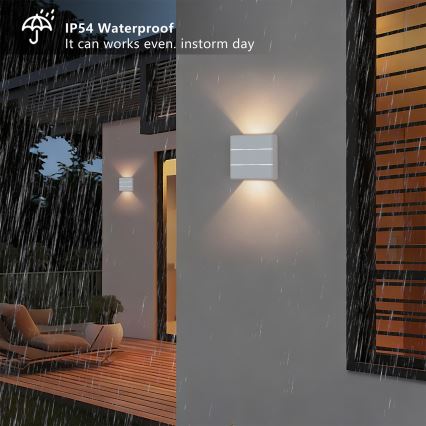 Brilagi - DOUBLERAY LINE LED/6W/230V White Outdoor Wall Light IP54