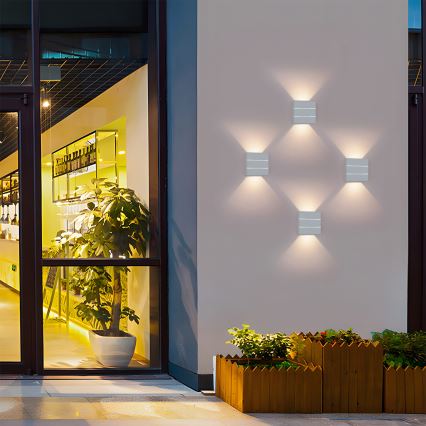 Brilagi - DOUBLERAY LINE LED/6W/230V White Outdoor Wall Light IP54