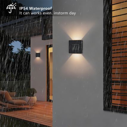 Brilagi - DOUBLERAY LINE LED Outdoor Wall Light, 6W/230V, Black, IP54