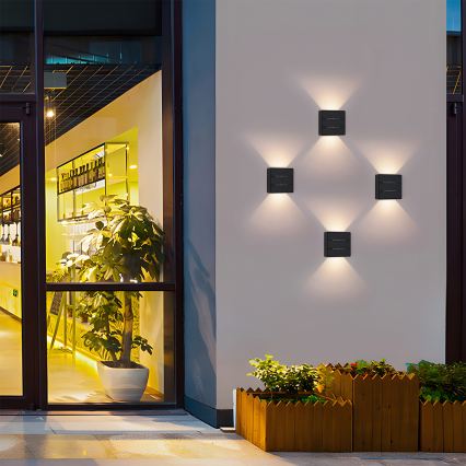 Brilagi - DOUBLERAY LINE LED Outdoor Wall Light, 6W/230V, Black, IP54