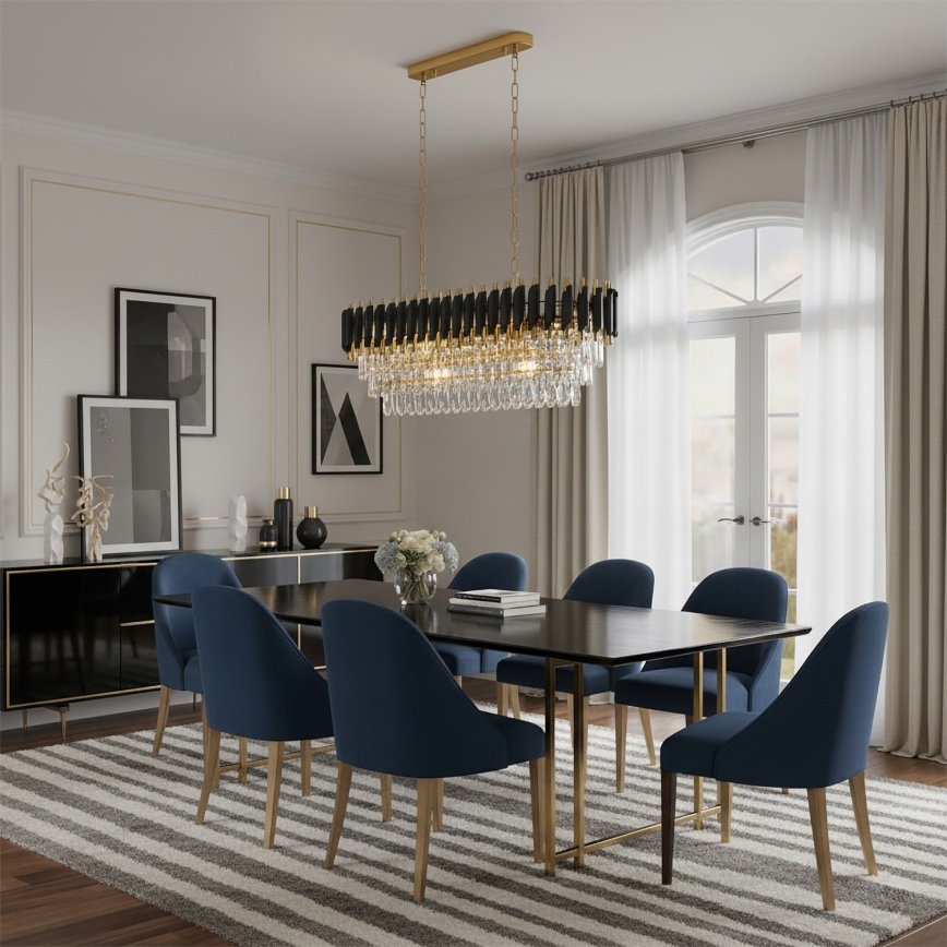 Brilagi - ECLIPSE Chain Chandelier 10x E14 / 10W / 230V 78x28 cm Black/Gold