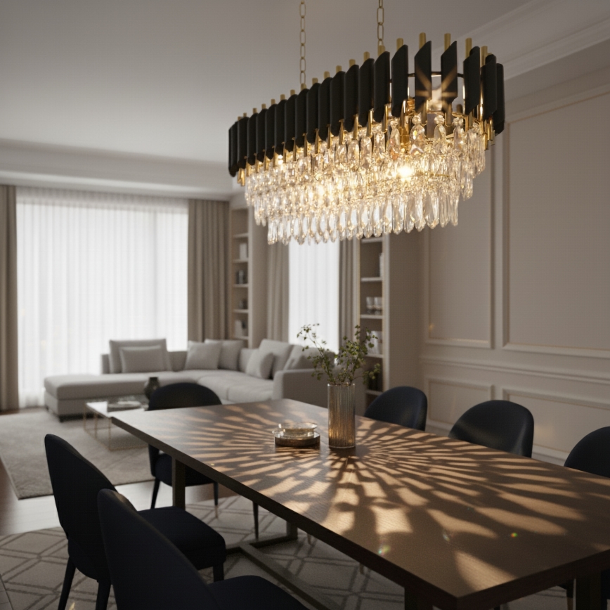 Brilagi - ECLIPSE Chain Chandelier 10x E14 / 10W / 230V 78x28 cm Black/Gold