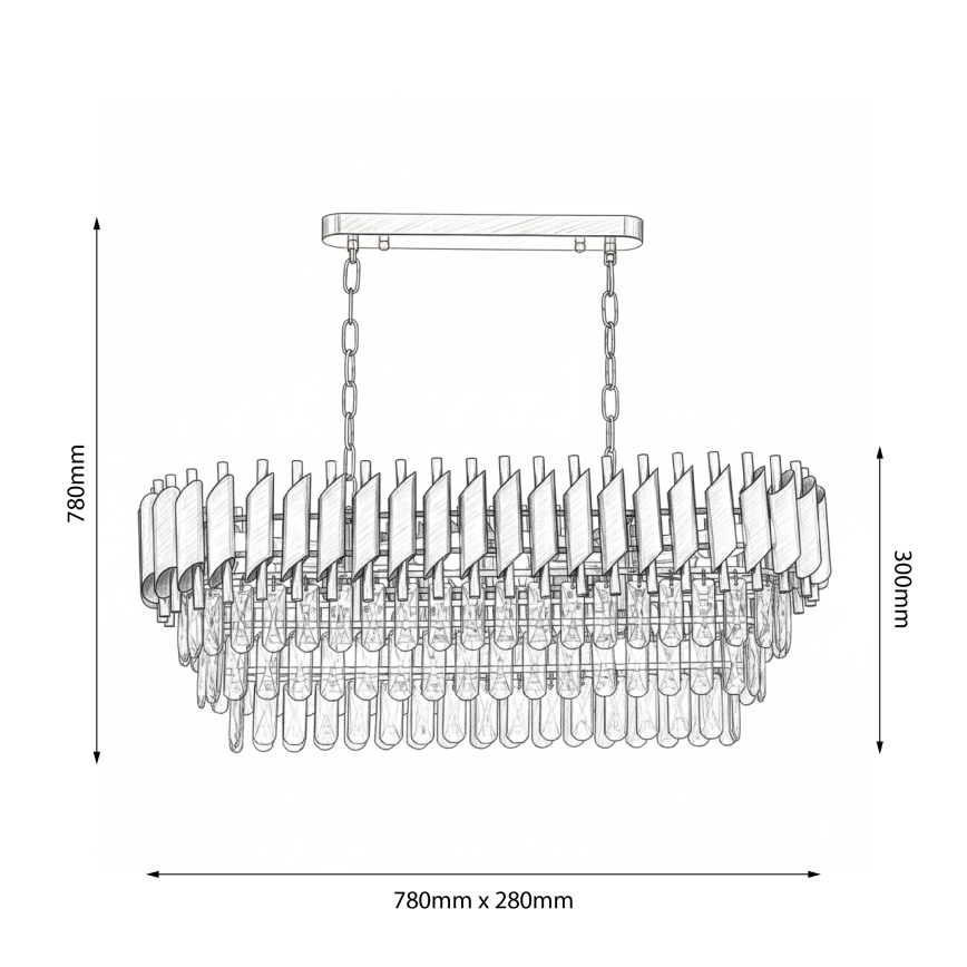 Brilagi - ECLIPSE Chain Chandelier 10x E14 / 10W / 230V 78x28 cm Black/Gold