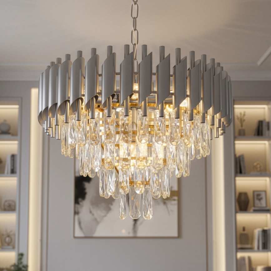 Brilagi - ECLIPSE Chain Chandelier 7xE14/10W/230V, Ø 48 cm, Silver