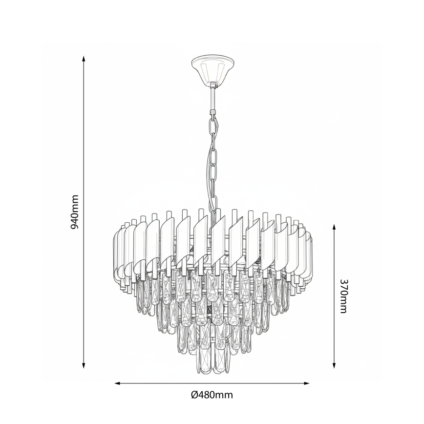 Brilagi - ECLIPSE Chain Chandelier 7xE14/10W/230V, Ø 48 cm, Silver