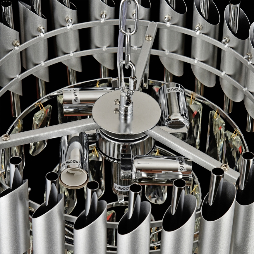 Brilagi - ECLIPSE chain-hung chandelier 5xE14/10W/230V, Ø 38 cm, silver