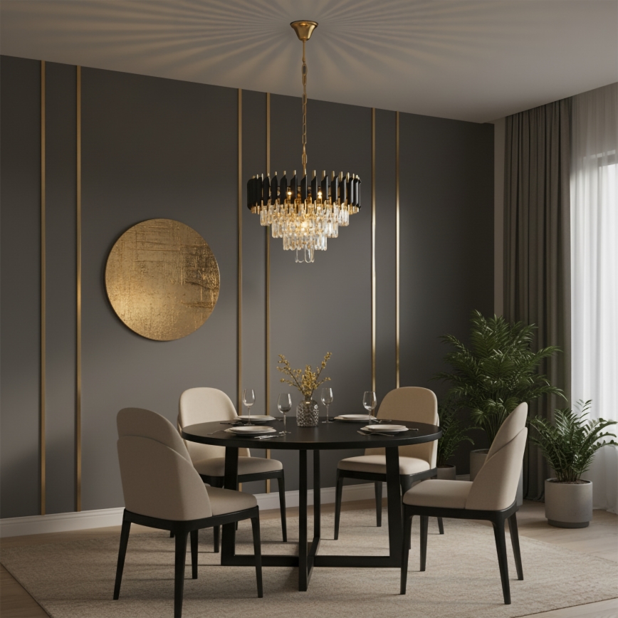 Brilagi - ECLIPSE chain-hung chandelier 7xE14/10W/230V Ø 48 cm black/gold