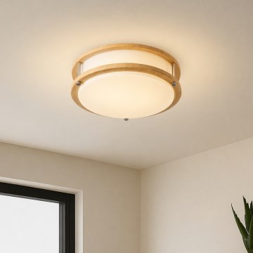 Brilagi - ELARO Ceiling Light 2xE27/40W/230V dia. 26 cm Wood Effect