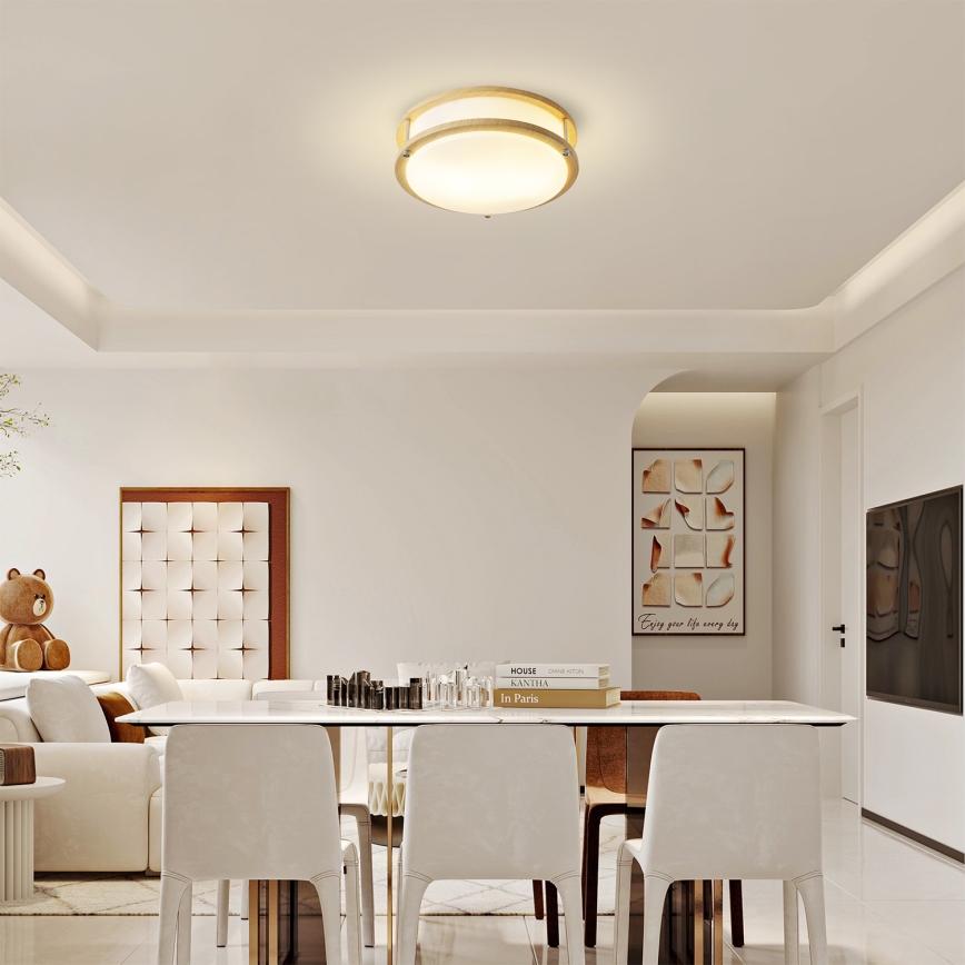 Brilagi - ELARO Ceiling Light 2xE27/40W/230V dia. 26 cm Wood Effect