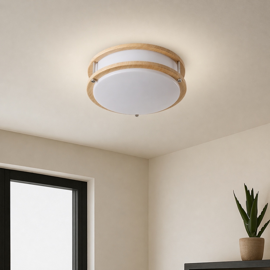 Brilagi - ELARO Ceiling Light 2xE27/40W/230V dia. 26 cm Wood Effect