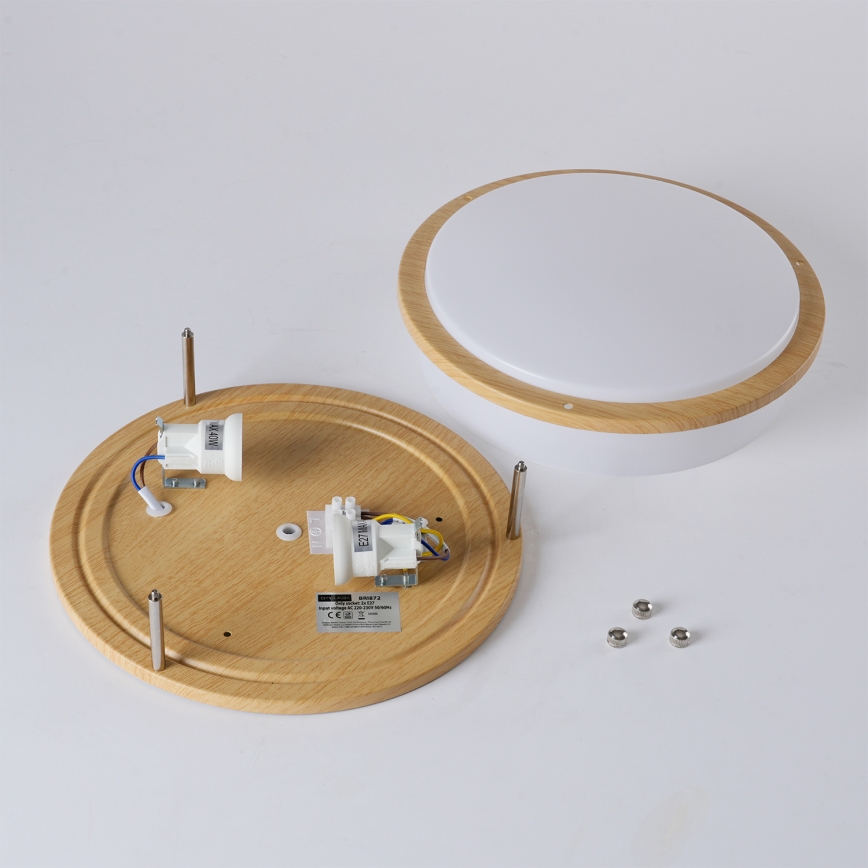 Brilagi - ELARO Ceiling Light 2xE27/40W/230V dia. 26 cm Wood Effect