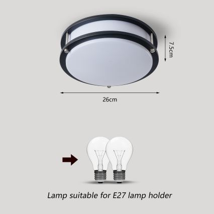 Brilagi - ELARO ceiling light 2xE27/40W/230V, Ø 26 cm, black