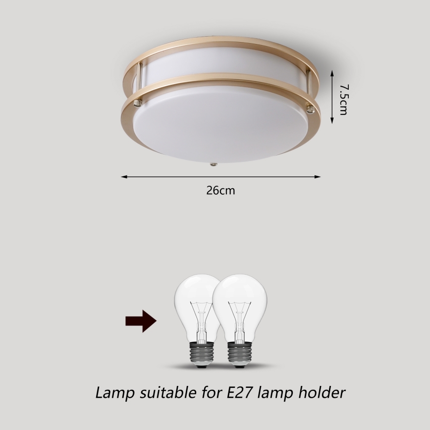 Brilagi - ELARO Ceiling Light 2xE27/40W/230V Ø 26 cm Gold