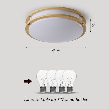 Brilagi - ELARO ceiling light 4xE27/40W/230V, diameter 41 cm, wood finish