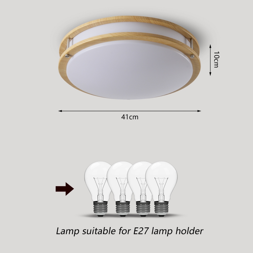 Brilagi - ELARO ceiling light 4xE27/40W/230V, diameter 41 cm, wood finish