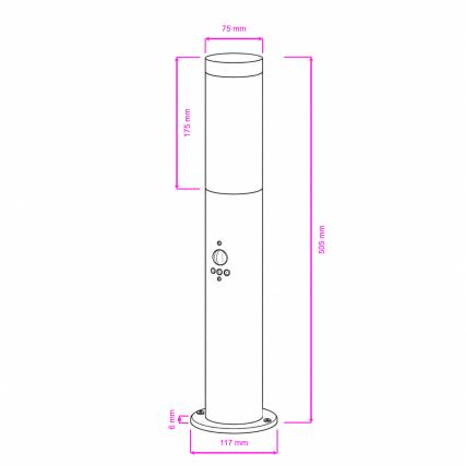 BRILAGI - ELIA Outdoor Lamp with Sensor, 1x E27/20W/230V, IP44, 50 cm, Anthracite