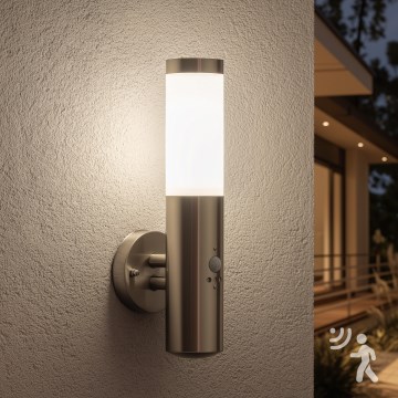 BRILAGI - ELIA Outdoor Wall Lamp with Sensor, 1x E27/20W/230V, IP44, Matte Chrome