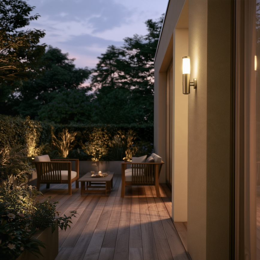 BRILAGI - ELIA Outdoor Wall Lamp with Sensor, 1x E27/20W/230V, IP44, Matte Chrome