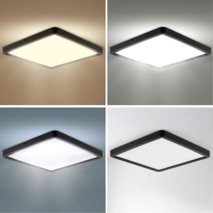 Brilagi - ESTELA SQUARE LED Dimmable Ceiling Light LED/36W/230V 3000-6500K 31x31 cm Black + Remote Control