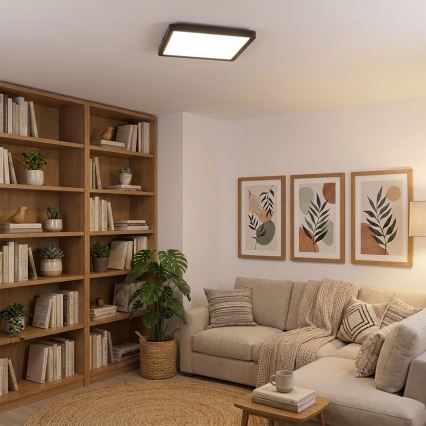 Brilagi - ESTELA SQUARE LED Dimmable Ceiling Light LED/36W/230V 3000-6500K 31x31 cm Black + Remote Control