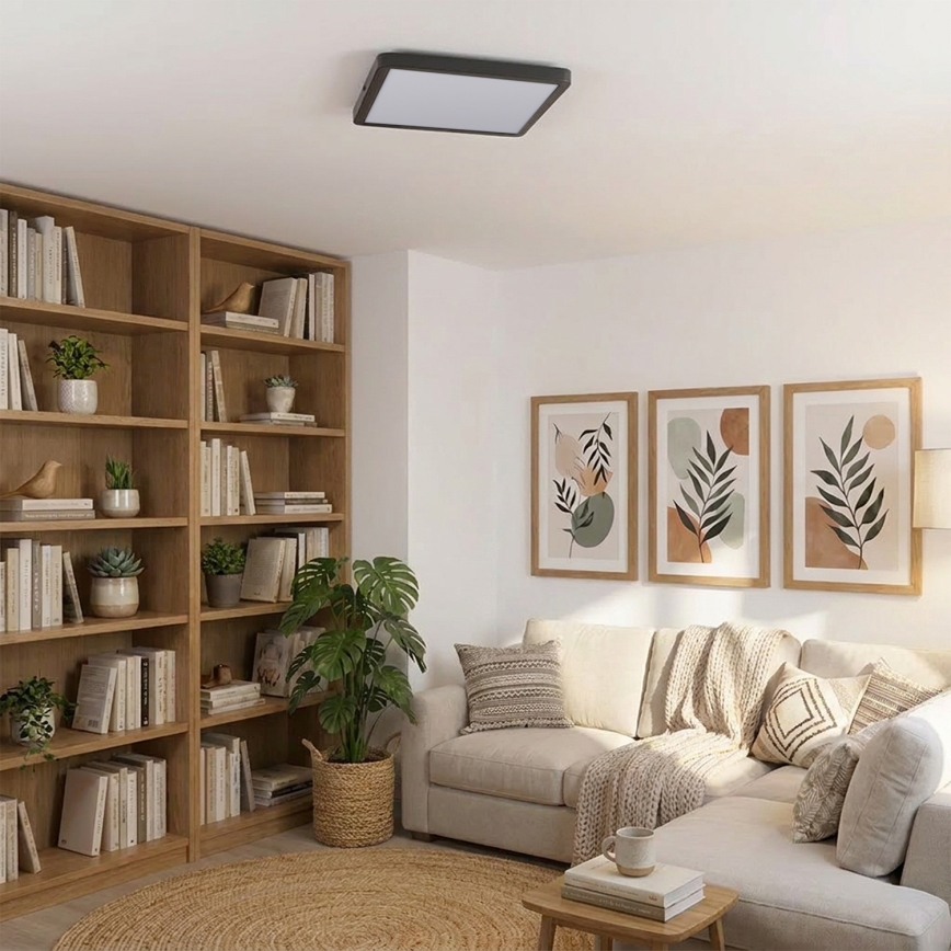 Brilagi - ESTELA SQUARE LED Dimmable Ceiling Light LED/36W/230V 3000-6500K 31x31 cm Black + Remote Control