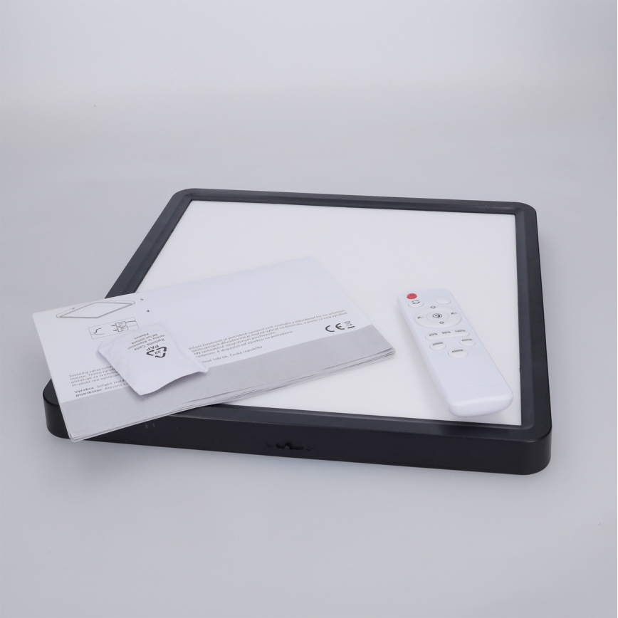 Brilagi - ESTELA SQUARE LED Dimmable Ceiling Light LED/36W/230V 3000-6500K 31x31 cm Black + Remote Control