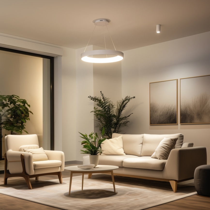 Brilagi - LED dimmable pendant on cable FALCON II LED/99W/230V 3000-6500K dia. 60 cm white + remote control