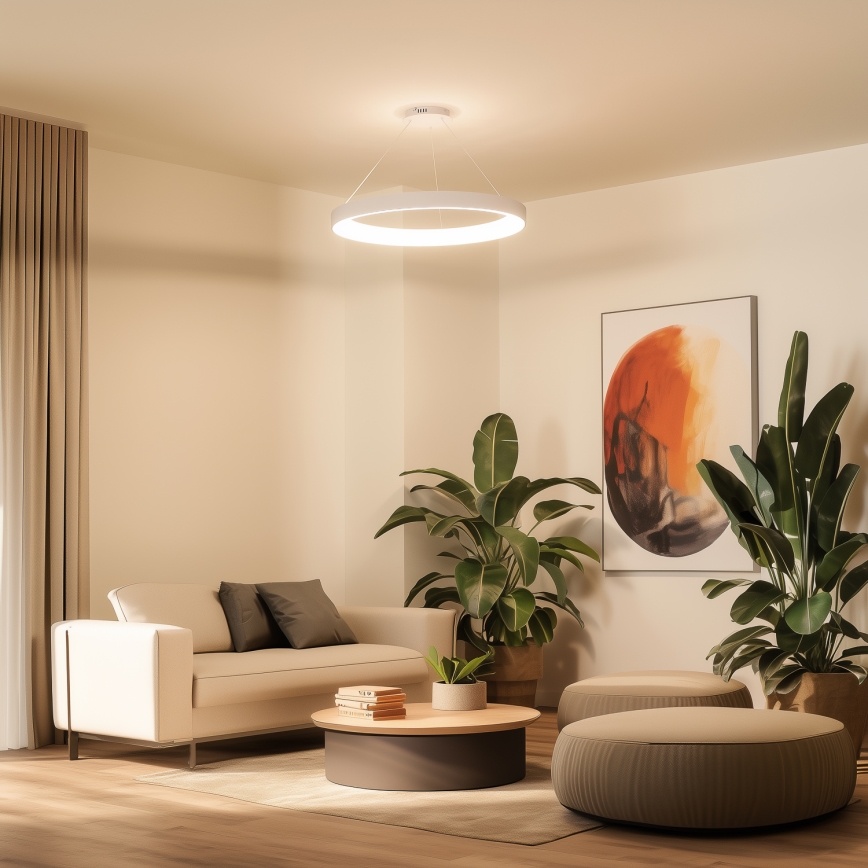 Brilagi - FALCON II LED Dimmable Cable-Suspended Chandelier, LED 108W / 230V, 3000–6500K, Ø 80 cm, White + Remote Control