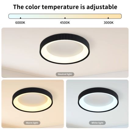 Brilagi - LED Dimmable Ceiling Light FALCON MODERN LED/30W/230V 3000-6500K Ø 40 cm Black + Remote Control