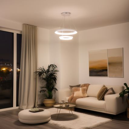Brilagi - Dimmable LED Cable-Hung Pendant FALCON SLIM LED/68W/230V 3000-6500K Ø50 cm White + Remote Control