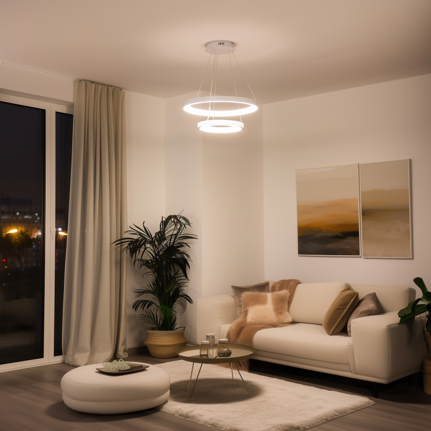 Brilagi - Dimmable LED Cable-Hung Pendant FALCON SLIM LED/68W/230V 3000-6500K Ø50 cm White + Remote Control
