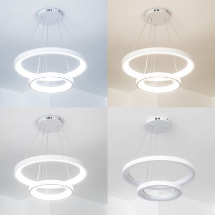 Brilagi - Dimmable LED Cable-Hung Pendant FALCON SLIM LED/68W/230V 3000-6500K Ø50 cm White + Remote Control