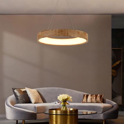 Brilagi - LED pendant on cable FALCON WOOD MODERN LED/40W/230V 3000/4000/6000K Ø 60 cm wood