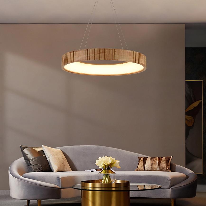 Brilagi - LED pendant on cable FALCON WOOD MODERN LED/40W/230V 3000/4000/6000K Ø 60 cm wood