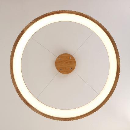 Brilagi - FALCON WOOD MODERN LED Cable Pendant, 60W, 230V, Selectable 3000/4000/6000K, Ø80 cm, Wood